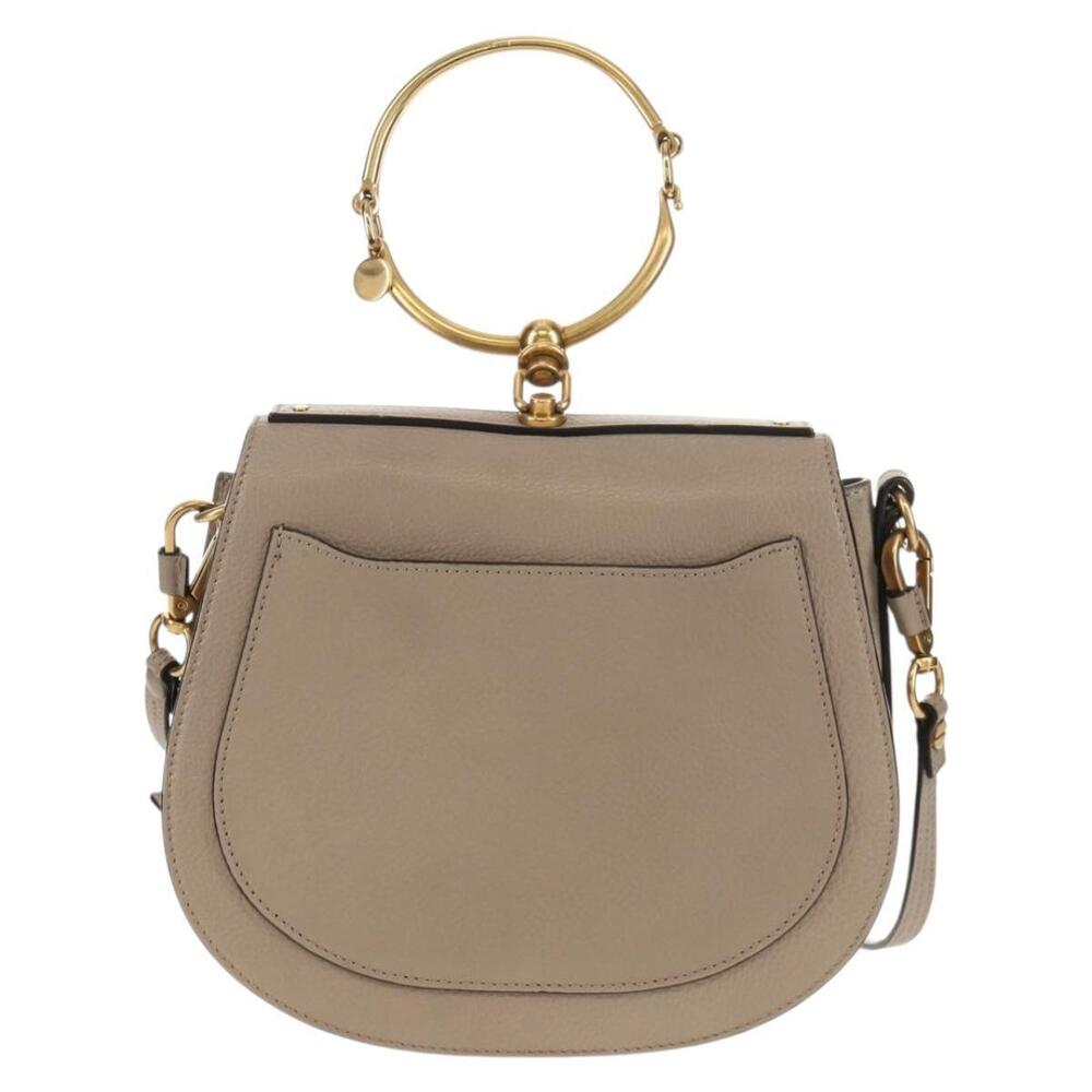 Chloe Nile Medium Bracelet Shoulder Bag Leather Beige Gold Auth 157808 - Picture 2 of 16